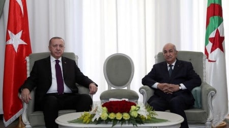 Turkish President Tayyip Erdogan meets with Algerian President Abdelmadjid Tebboune in Algiers, Algeria, January 26, 2020 REUTERS OK